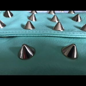 Street Level mint green purse with studs and chain